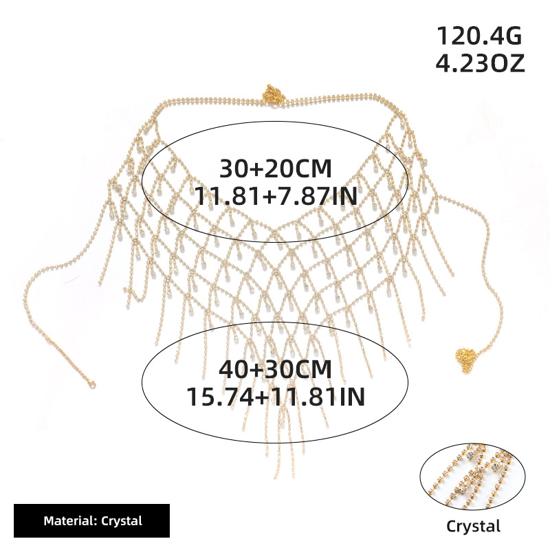 Picture of Luxury Heavy Industry Full Diamond Shiny Geometric Chest Chain High-end Fashion Retro Elegant European and American Body Chain Accessories for Women