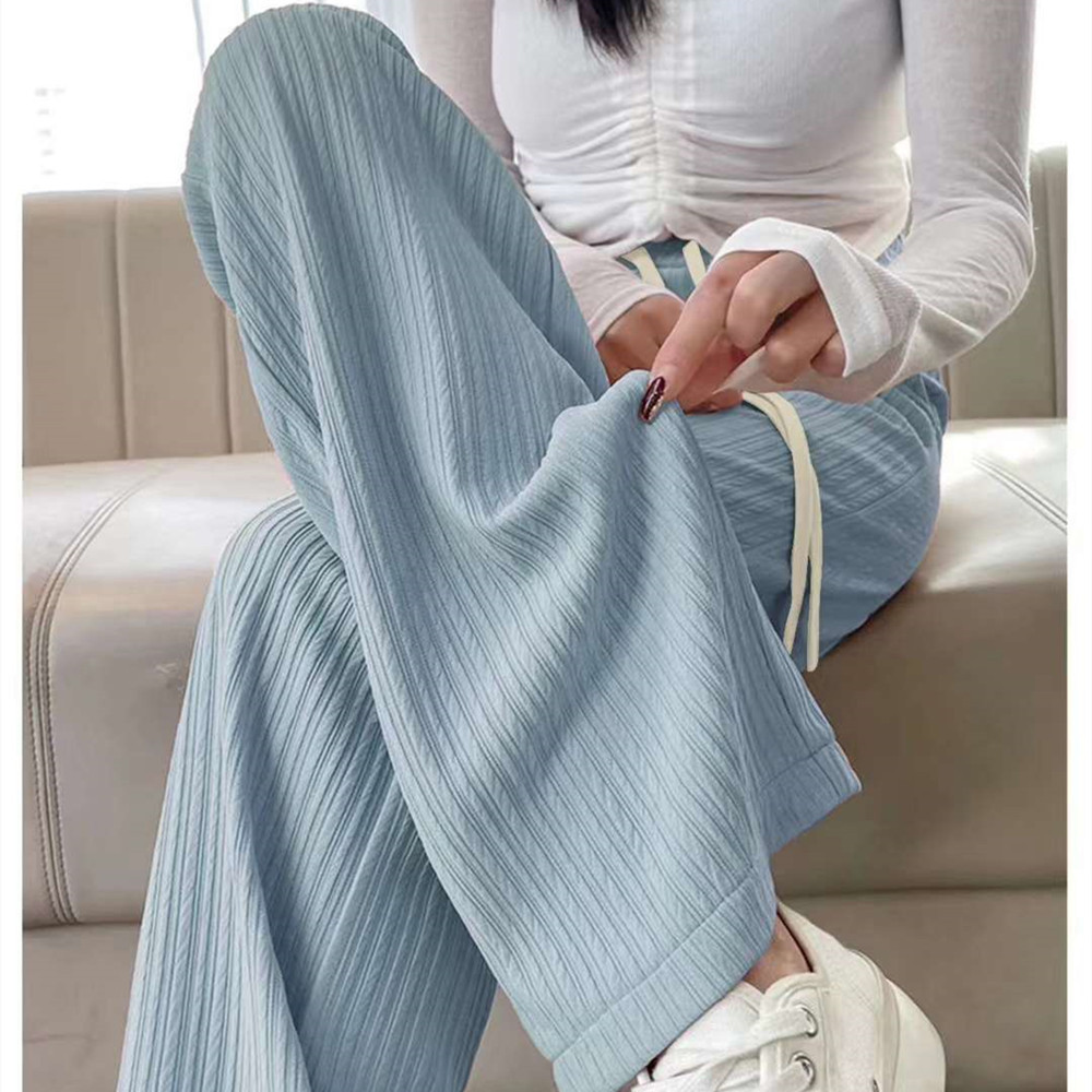 Picture of Seven-Color Cloud Pants for Women 2025 Summer High-Waisted Pleated Draped Floor-Length Wide-Leg Pants Popular Pink Straight Pants for Women