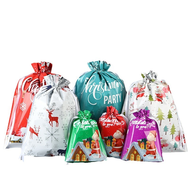 Picture of Cross-border Amazon Christmas Gift Bag Drawstring Bag Christmas Gift Packaging Bag Ping An Fruit Snowflake Crisp Bag