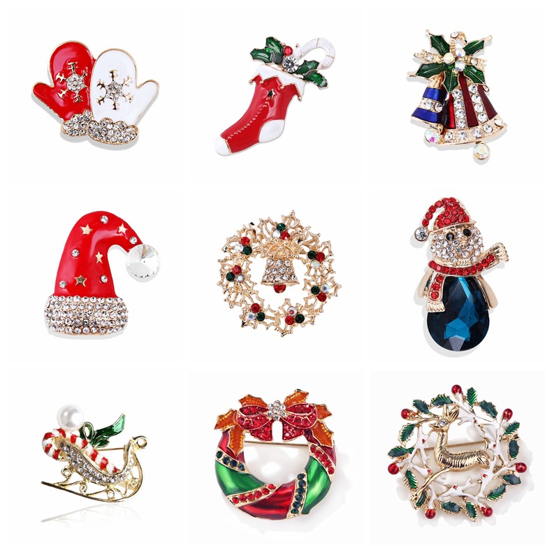 Picture of Lanhao European and American New Fashion Christmas Brooch Christmas Tree Shoes Elk Wreath Snowflake Bell Pin Women
