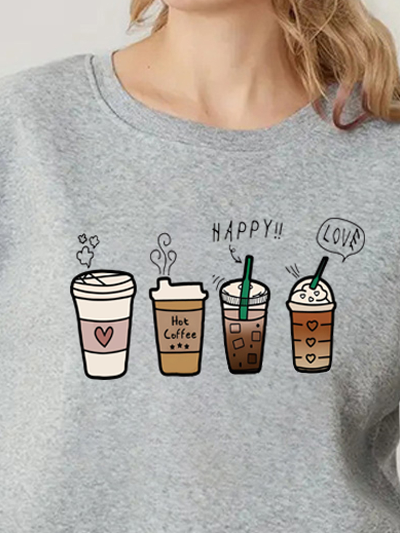 Picture of Amazon spring and autumn women's back bag collar fleece-lined sweater crew neck letter printing foreign trade sweater explosions women