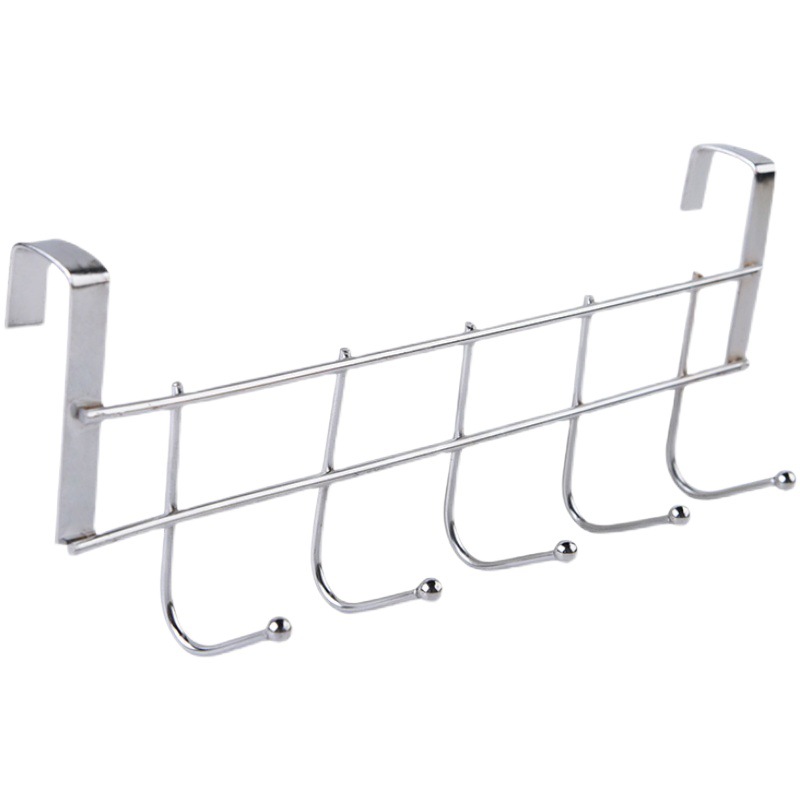 Creative way chrome-plated kitchen cabinet door rear 5-piece Hook nail-free Hook bathroom door back-type hanging sundries towel