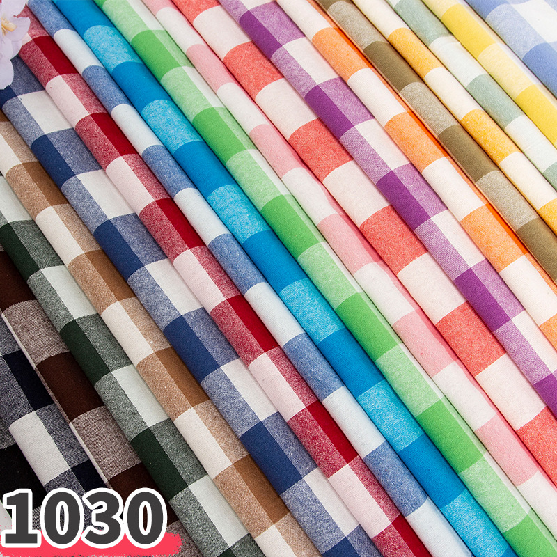 Directly from the Manufacturer 21 Count Pure Cotton Washed Fabric Plaid Yarn-Dyed Fabric 3.4cm Cloth Shoes and Hats Pet Clothing Children's Clothing Shirts