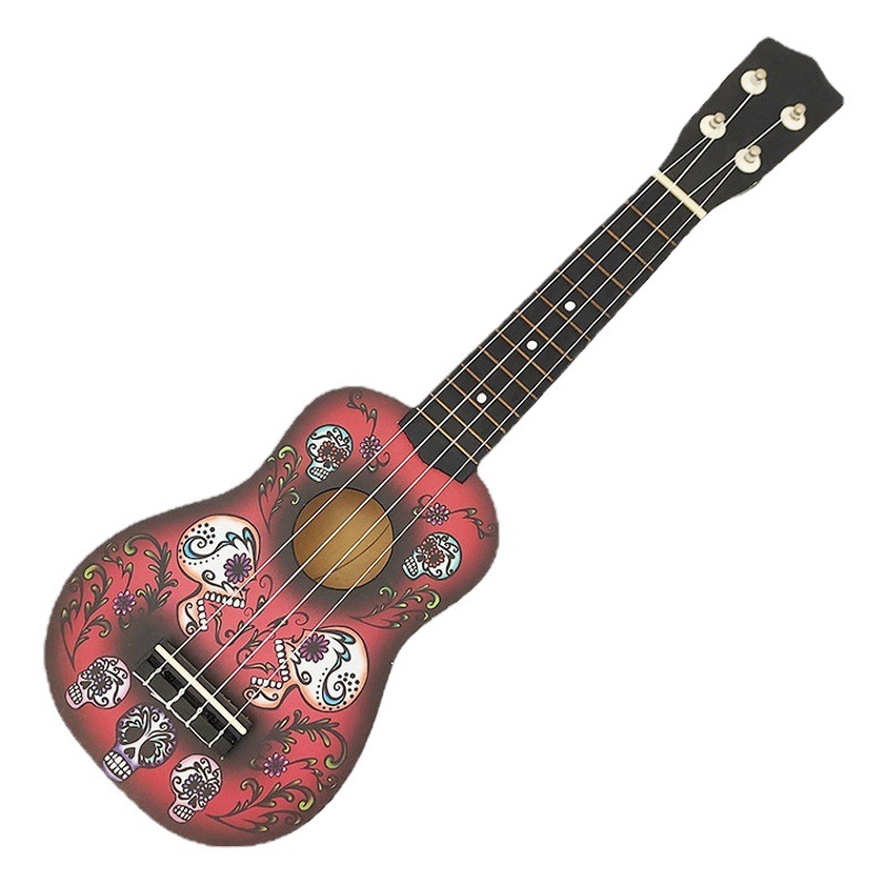 21 inch ukulele wooden small guitar plucked skull ukulele beginner ukulele