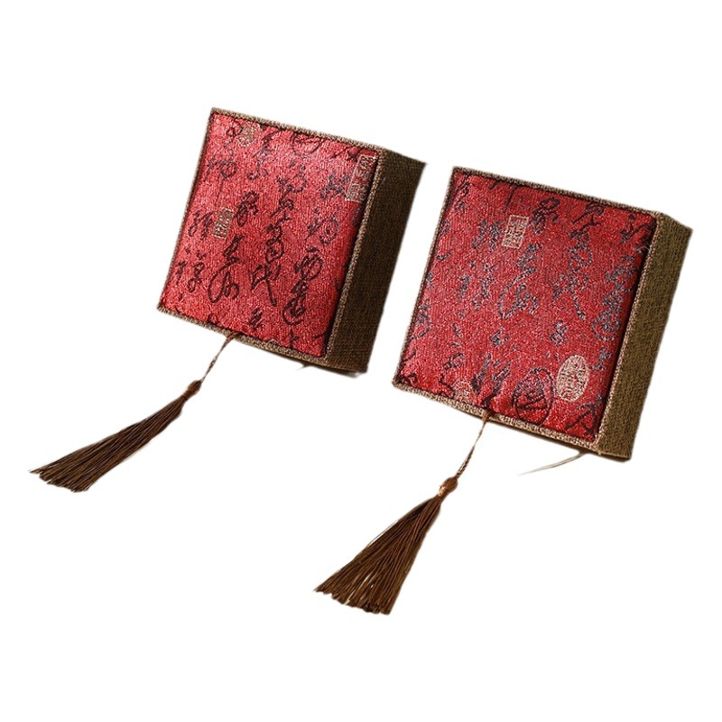Ancient Poetry Tassel Linen Jewelry Box Retro Buddha Beads Bracelet Box Pendant Necklace Ring Jade Bracelet Packaging Box
