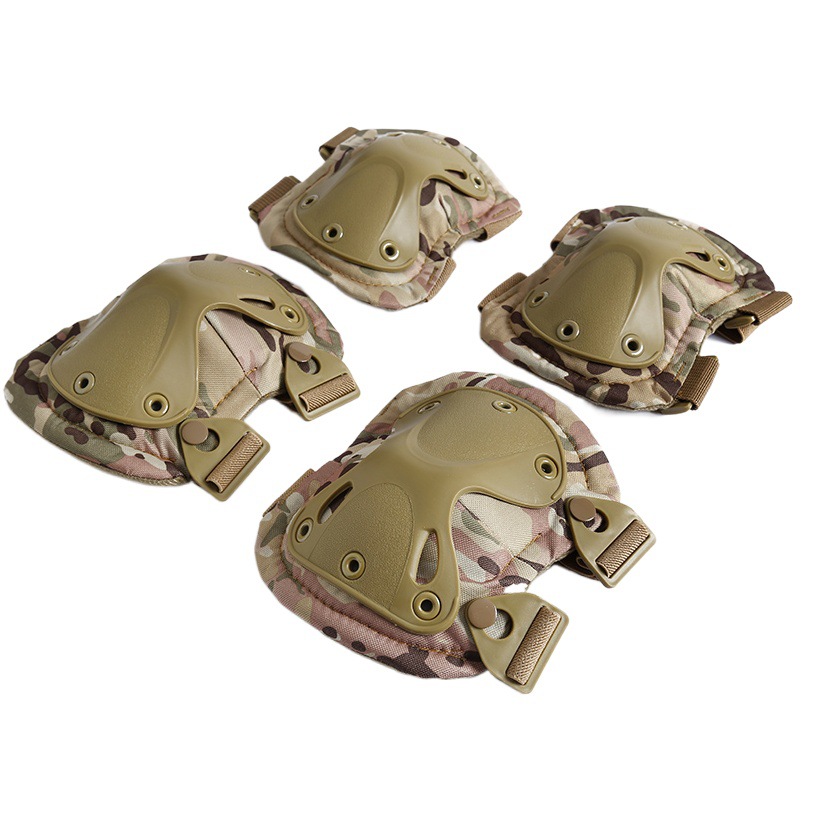 Tactical Knee Pads and Elbow Pads Set Outdoor Male Military Fan Version Kneeling Crawling Training Equipment Cycling Protective Gear Four-Piece Set
