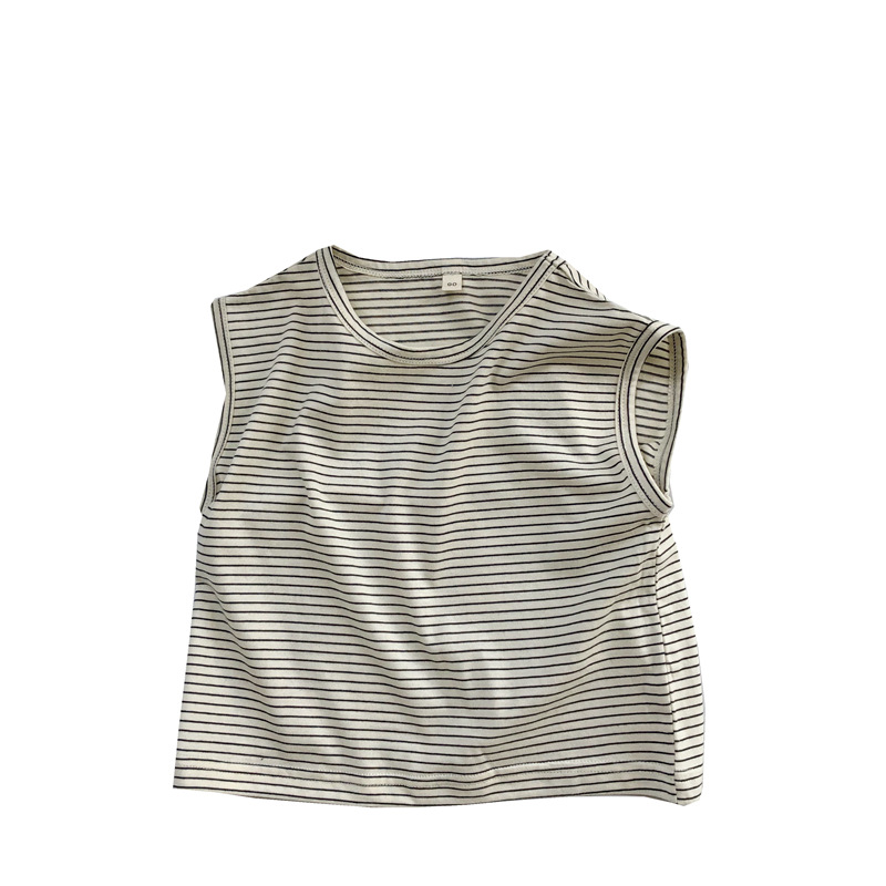 Picture of Korean Style Children's Vest Waistcoat Summer New Baby Boys and Girls Loose Crewneck Striped Knitted Vaistcoat Western Style Waistcoat