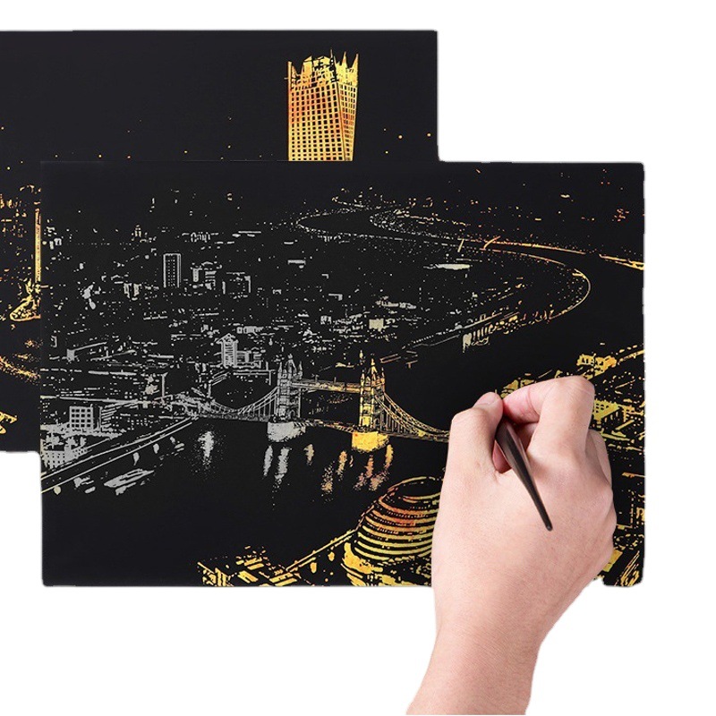 Bright City Bright City Night Scene Scratch Painting Creative Handmade Personalized Student Gifts