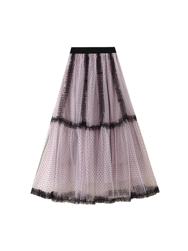 2025 New Polka Dot Flocking French Elegant High Waist Slimming Half-Length Veil Skirt