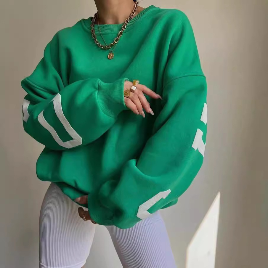Picture of 2022 Amazon Cross-border European and American Women's Casual Fashion Printed Thickened All-match Top Long Sleeve Sweater