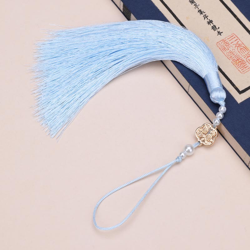 Picture of Pearl Fan Ancient Style Tassel Waist Pendant Fan DIY Tassel Chinese Han Dynasty Cheongsam Car Hanging Tassel Pendant