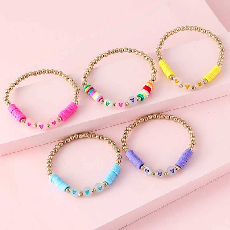 Picture of Luminous Love Round Bead Bracelet suit Soft Pottery Bracelet in stock BFF Butterfly Flower Bracelet Cross-border Exclusive for Yiwu