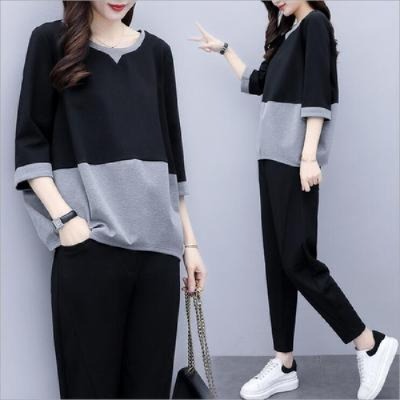 2022 Spring and Summer New Korean Style Fashionable Loose Large Size Two-piece Casual Leggings Elegant Slimming Suit for Women