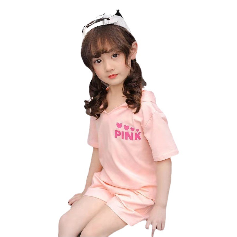 Girls' Summer Outfit Set 2025, Children's Clothing for Young Girls, Casual Sports Short-Sleeve Two-Piece Set, Trendy Children's Wear
