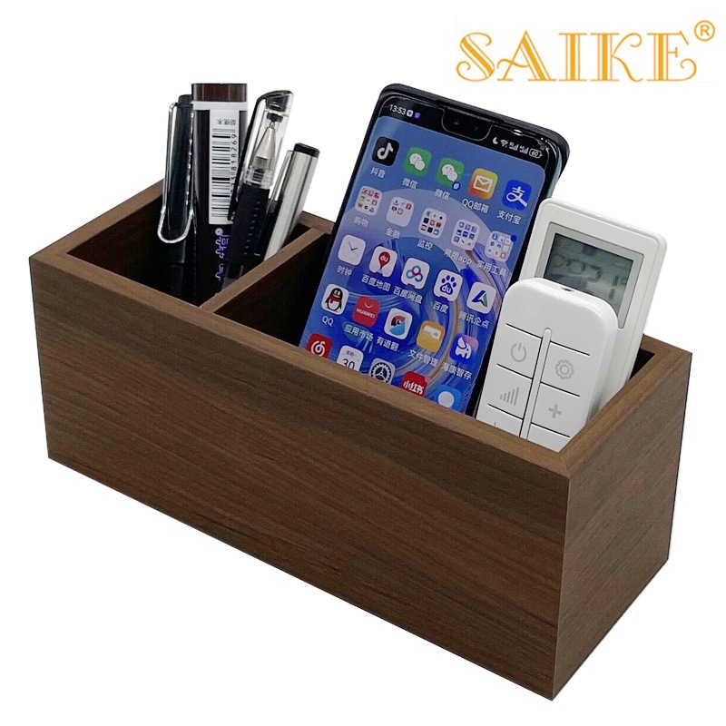 Picture of in stock wholesale black walnut pattern wooden multifunctional pen holder storage box wooden pen holder storage finishing box desktop