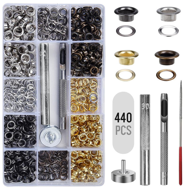 440 sets of 5mm300# copper metal eye buckle gas eye buckle installation tool suit eye ring nail shoe eye grommet