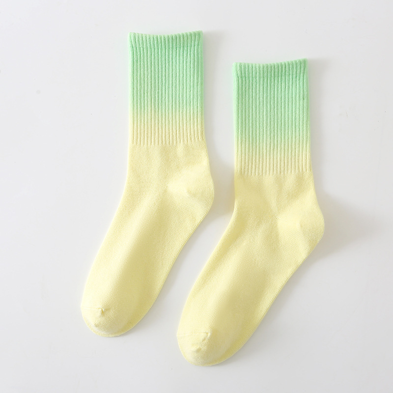Picture of Women's socks autumn pure cotton deodorant autumn mid-calf Zhuji candy color tie-dyed tide socks wholesale source factory cotton socks