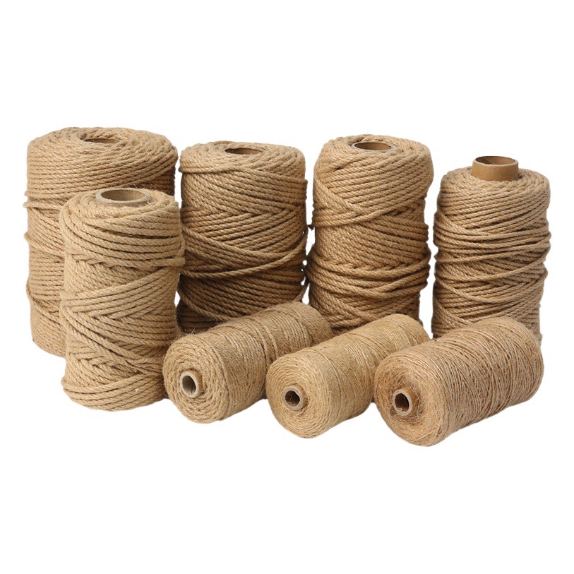 Coarse Hemp Rope Handmade Rope DIY Fine Jute Rope Binding Rope Wear-Resistant Climbing Tug-Of-War Hanging Rope for Home and Outdoor Use