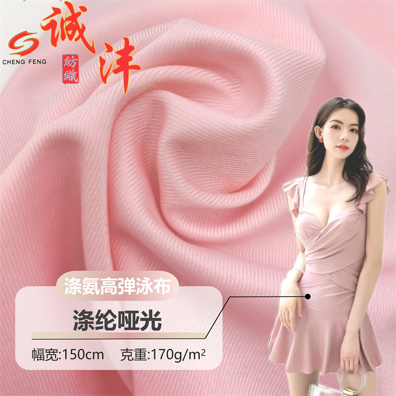 Polyester semi-gloss 170g Lycra matte swimsuit condole strap dance suit yoga sports function four-sided elastic knitted fabric