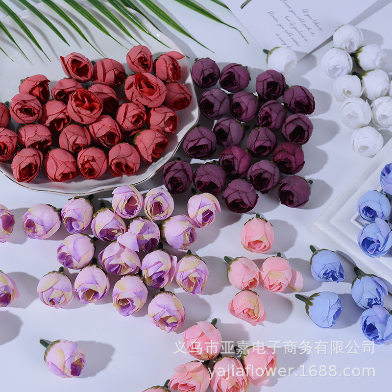 Simulated Rose Bud DIY Wrist Flower Material Accessories Mini Tea Bud Straw Hat Hairpin Decoration
