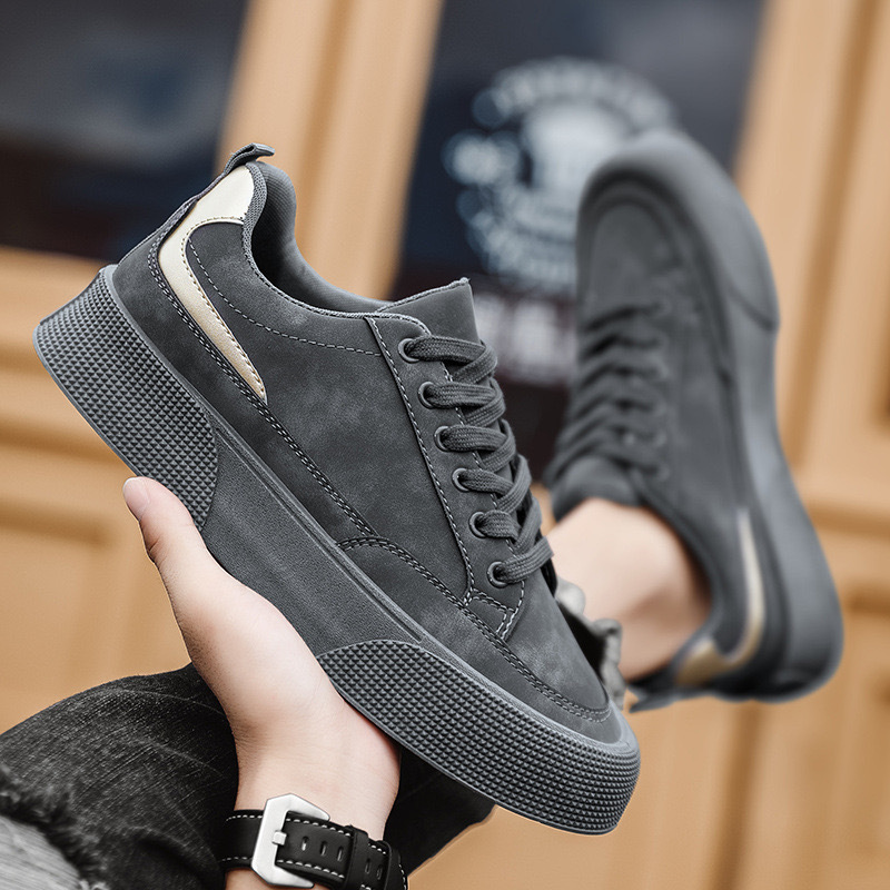 New Men's Shoes Spring 2024 Wear-resistant Working Thick-soled Labor Protection Men's Trendy Shoes Casual Trendy All-match Soft-soled Board Shoes