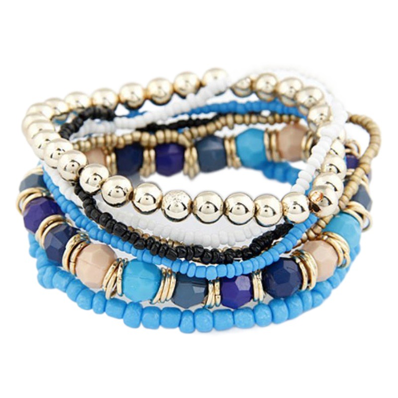 Bohemian Style Ethnic Style Rice Beads Mixed with European and American Fashion Multi-Layered Bracelets Retro Jewelry