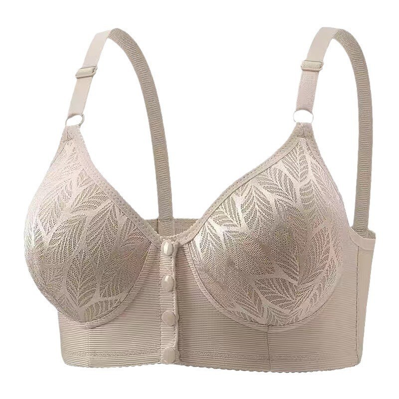 Cross-Border Large Size Front Buckle Without Rims, Beautiful Back, Big Breasts, Small Push-Up Bra, Adjustable Side Breast-Retracting Bra
