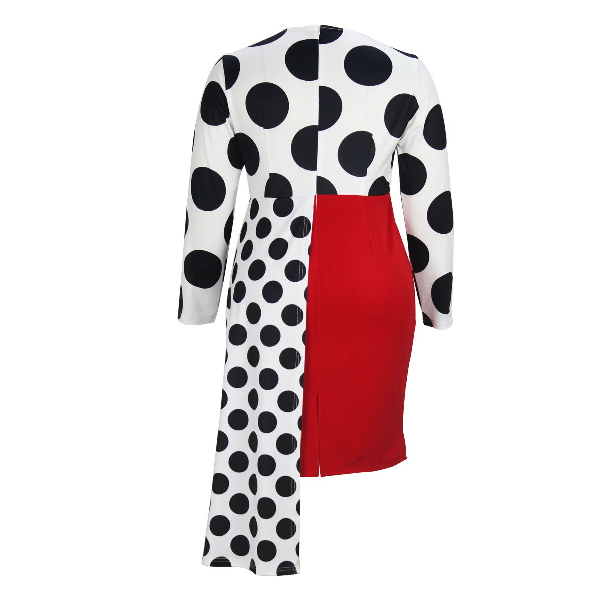 Picture of Cross-border Amazon European and American Spring and Autumn Women's Elegant Laminated Hip Midi Dress Irregular Stitching plus size dress