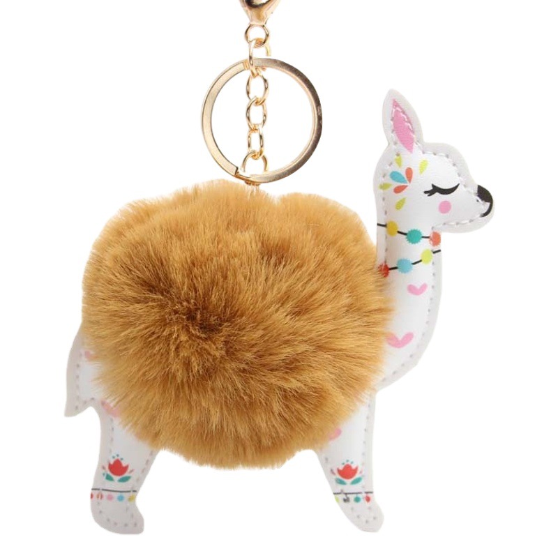 KOOROL Christmas Deer Fur Ball Keychain Bag Pendant Lucky Deer Plush Car Hanging Fawn Fur Ball Pendant