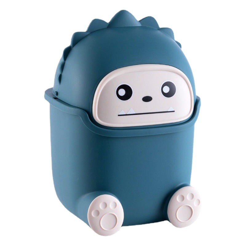 Little Monster Trash Can Desktop Home Living Room Flip-Top Garbage Storage Bucket Plastic Mini Office Storage Paper Basket