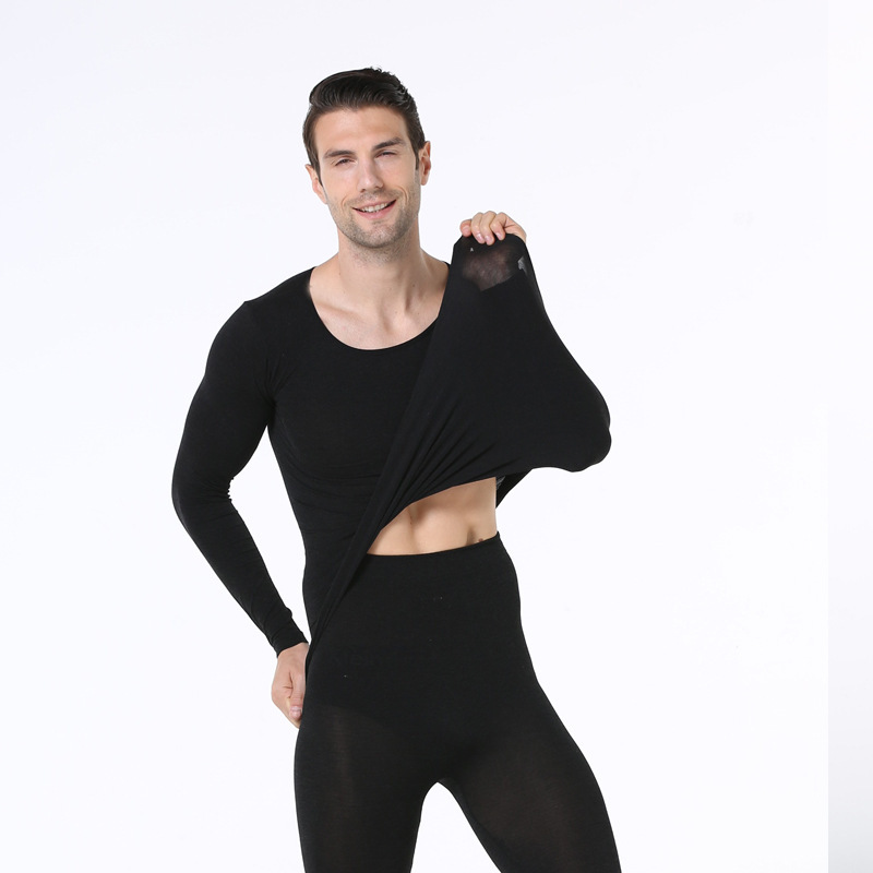 Picture of 37 degree constant temperature autumn and winter men's underwear large size seamless ultra-thin autumn clothes autumn pants round neck slim thermal underwear set