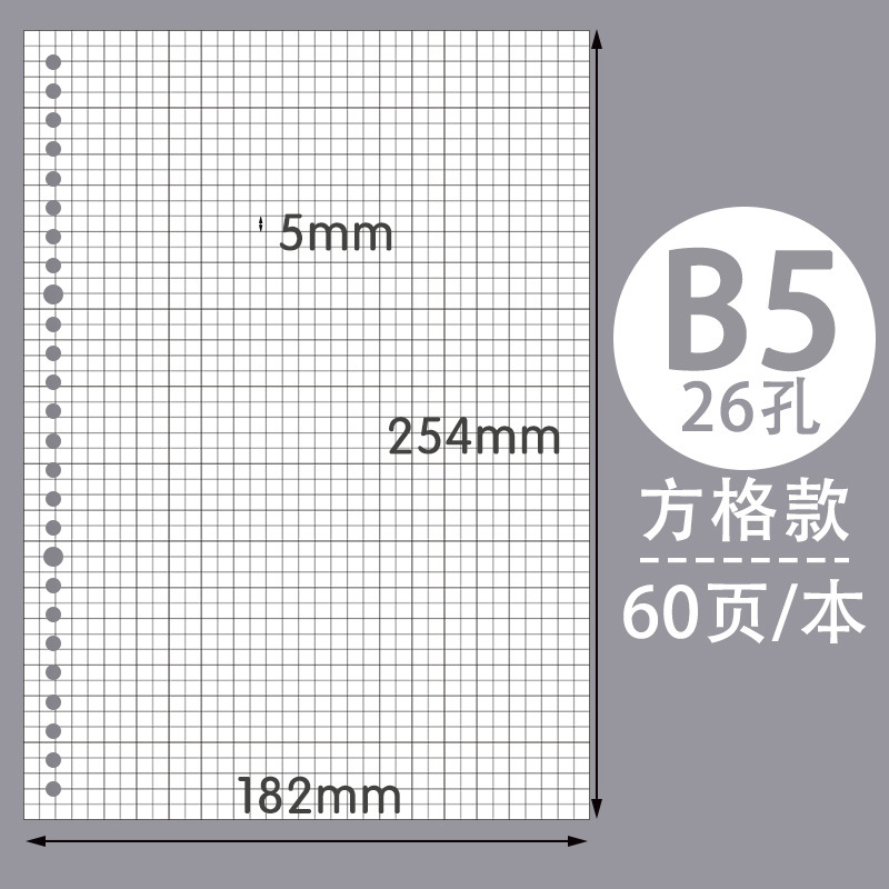 Picture of Quartet partner loose-leaf core b5 loose-leaf paper 26 holes for core paper 20 holes a5 horizontal grid loose-leaf core wholesale