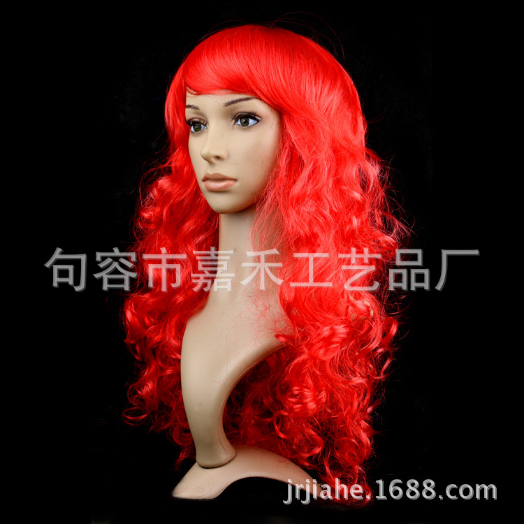 Picture of Cross-Border E-Commerce Halloween Christmas Masquerade Costume Catwalk Colorful Big Wave Wig Set Cosplay