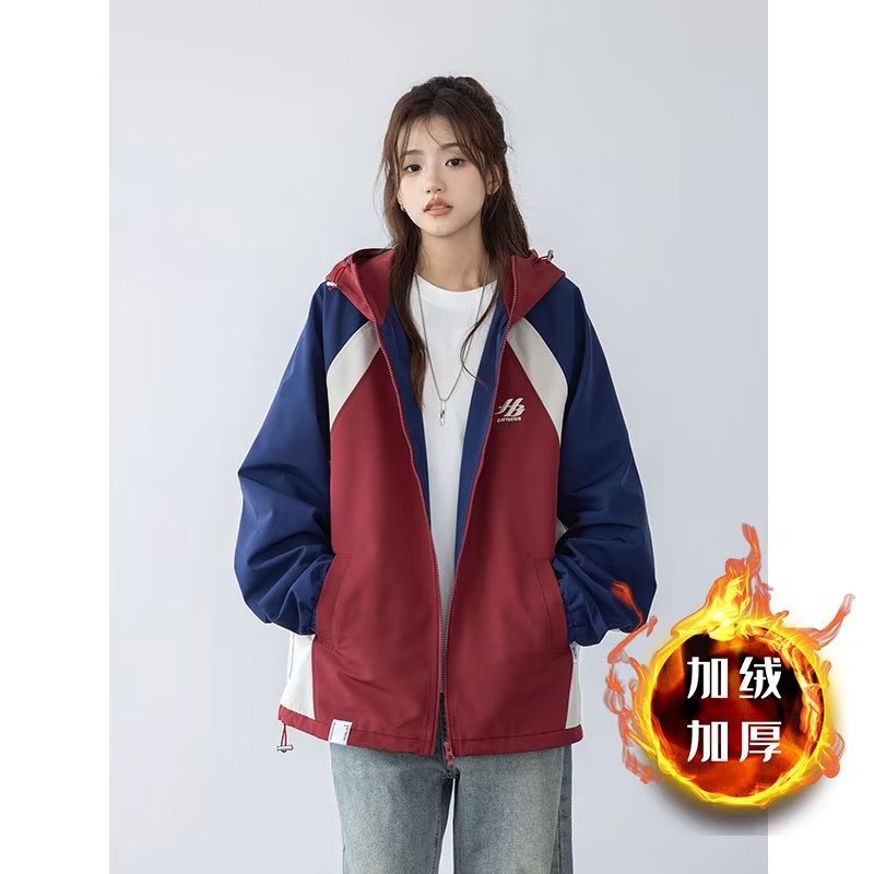Picture of Cross-Border Waterproof Jacket for Women New American Retro Contrasting Color Sports Baseball Uniform Loose Casual Jacket Trendy and Windproof