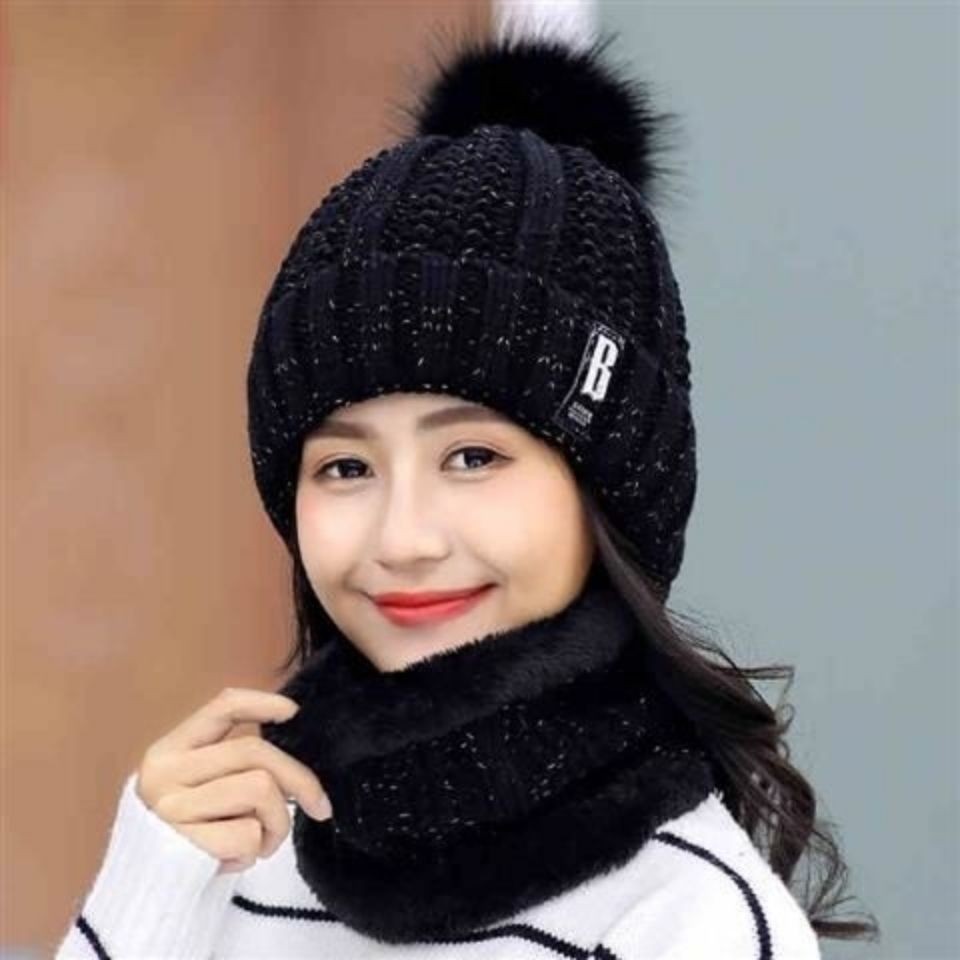 Picture of Hat Women's Autumn and Winter Velvet Thickeneded Korean Style Versatile Warm Cycling Women's Knitted Cold-Proof Hat Ear Protection Hat