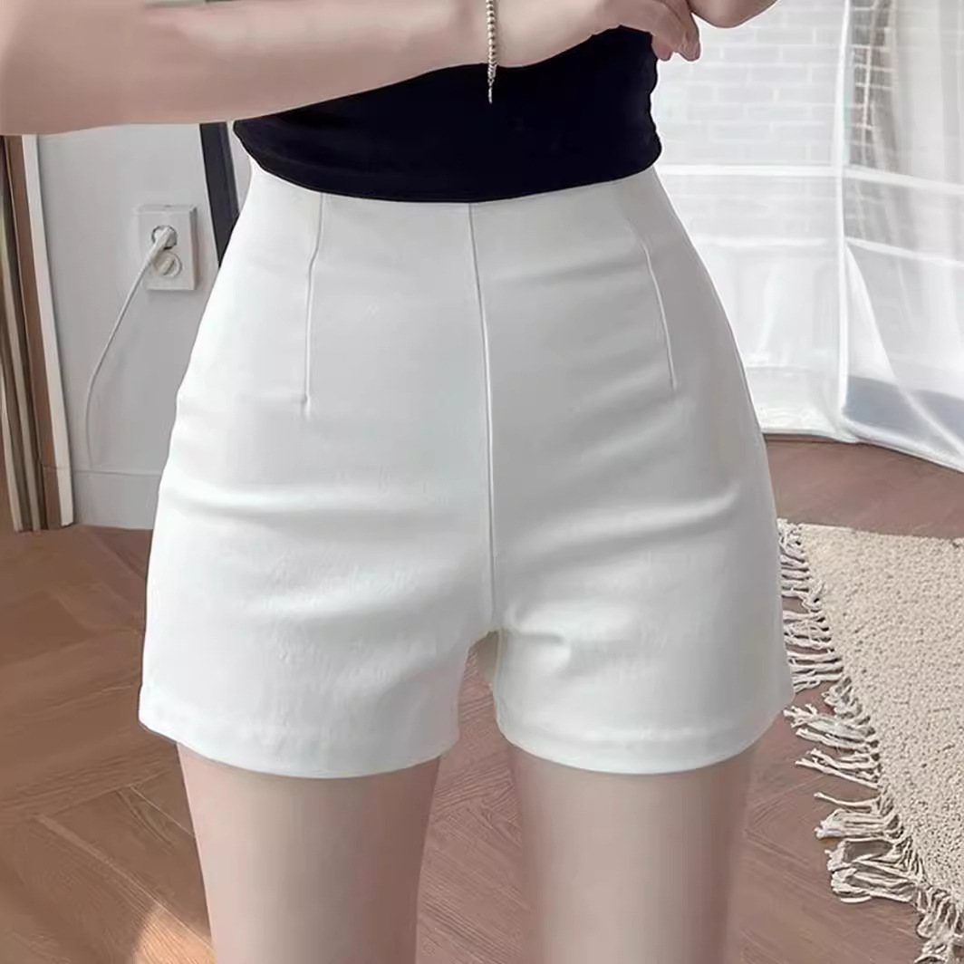 Picture of Outfit White Shorts Women's Summer Thin Slim-fit Leggings Tight Hot Pants Slimming High Waist Spice Girls Super Short Pants