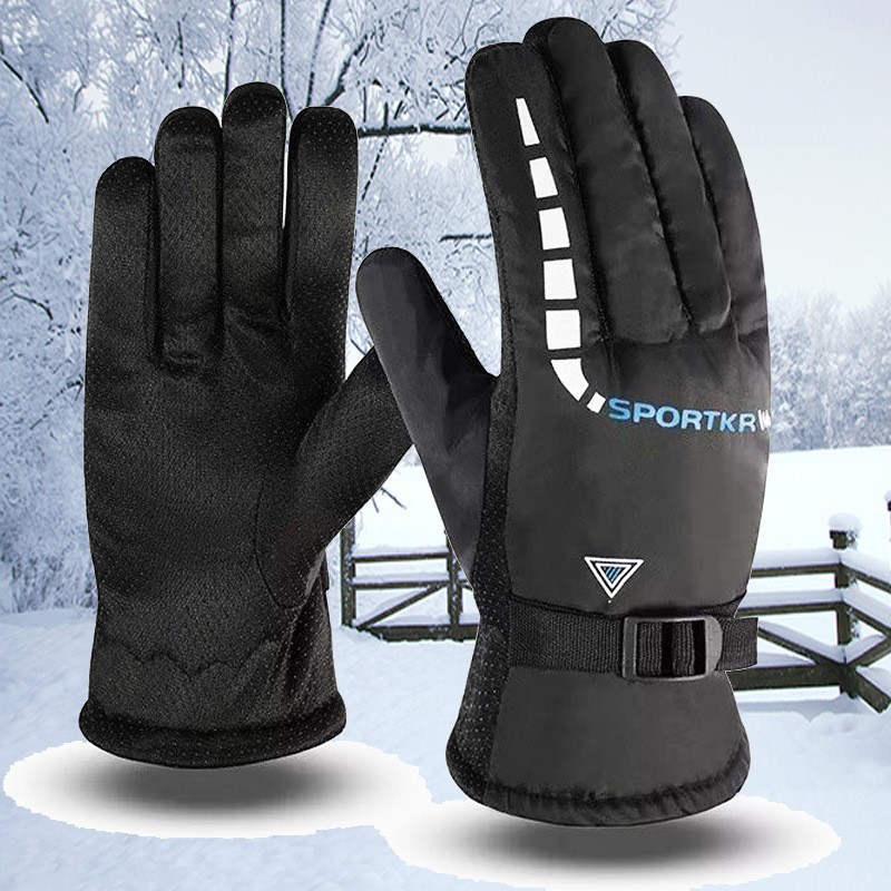 Picture of Manufacturer Winter Gloves Men's Triangle Cotton Warm Ski Motorcycle Electric Vehicle Riding Plus Velvet Thickening Wholesale Model