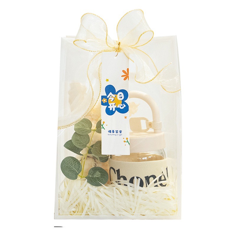 Gift for Students in Opening Season Transparent Premium Sense Gift Bag Packing Bag Accompanying Gift Plastic Handbag Gift Bag