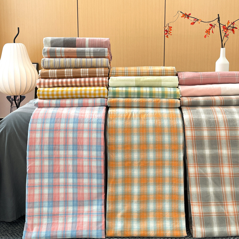 Bedding Pure Cotton Type a Pure Cotton Yarn-Dyed Washed Fabric Pure Cotton Fabric Striped Japanese Style Unprinted Fabric Wholesale