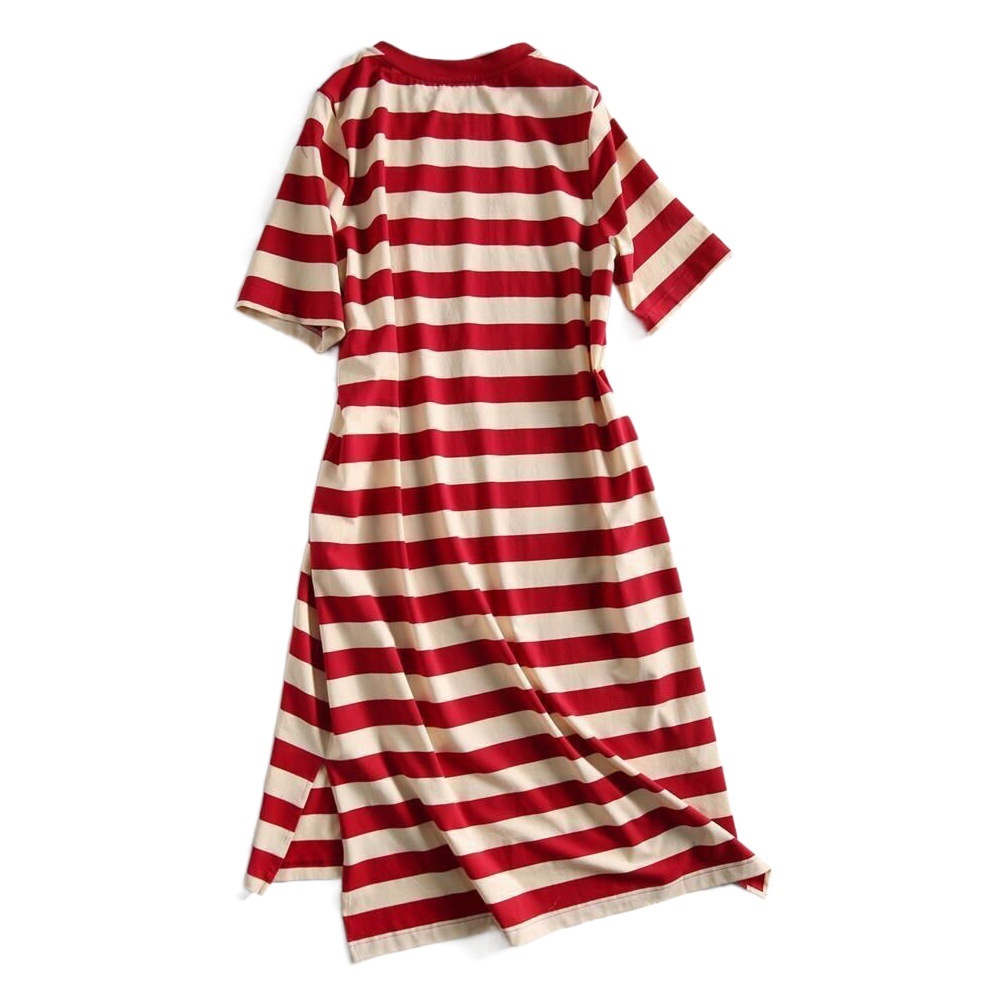 Picture of Maternity clothing summer loose slimming striped printed t-shirt dress Korean style mid-length maternity dress summer clothing