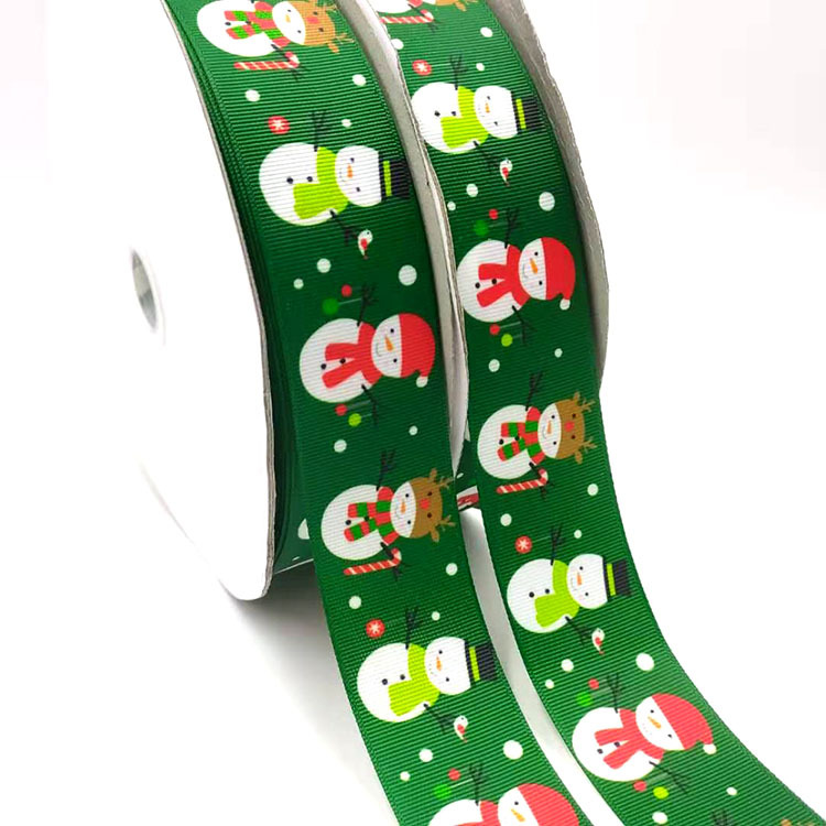 Picture of Customized 2.5cm Wide Heat Transfer Ribbed Ribbon Christmas Gift Wrapping Ribbon DIY Bow Cross-Border Exclusive Supply