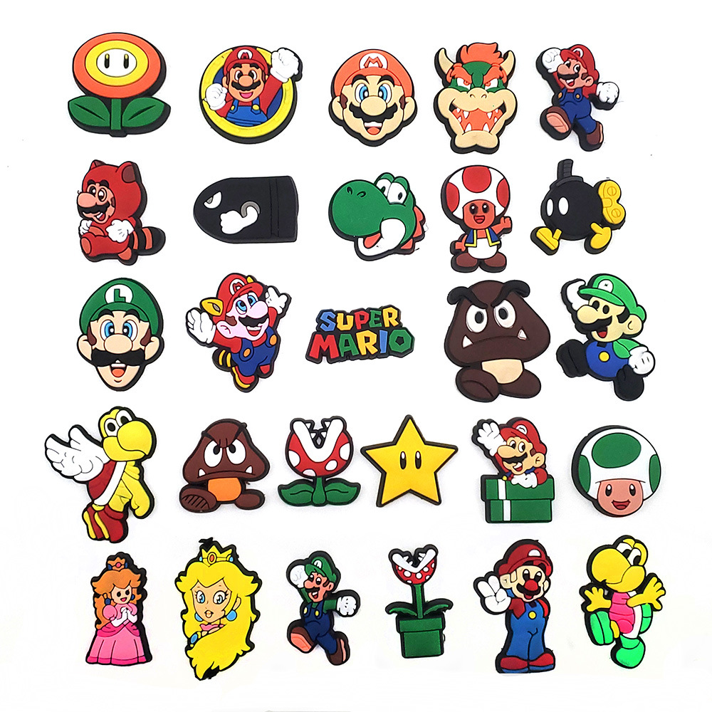 Super Mario Cartoon Series Hole Shoes Shoes Flower Shoe Buckle PVC Cute Shoes Decorative Buckle Amazon Hot Sale