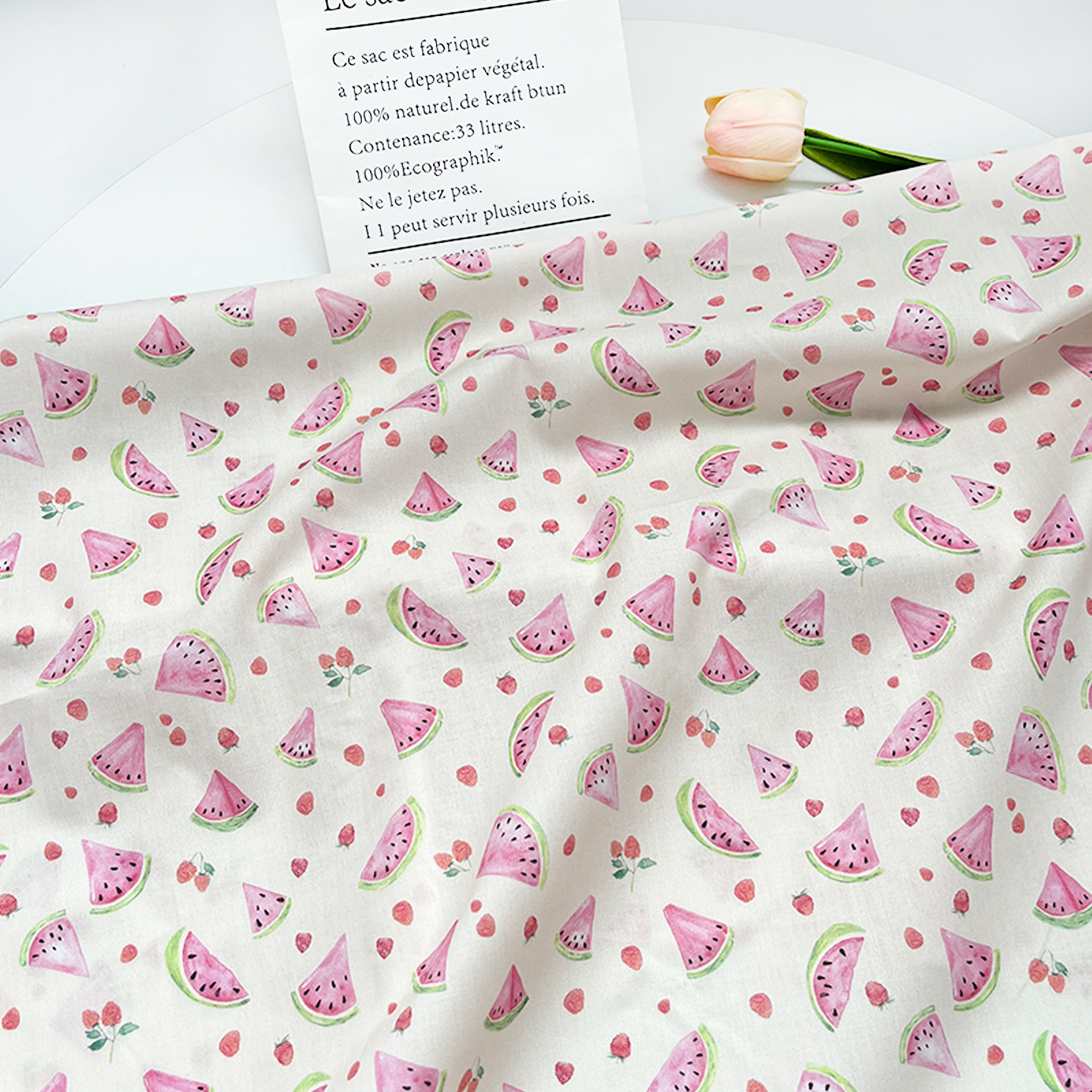 Cotton 60S Poplin Watermelon Clothing Women's Dress Shirt Short Skirt Fabric Digital Print Fabric 1.0m Price