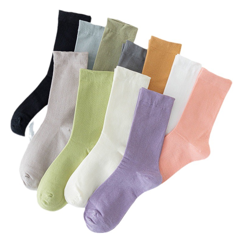Confinement socks women's mid-calf socks ins tide boneless socks white stockings autumn and winter pile socks black stockings simple