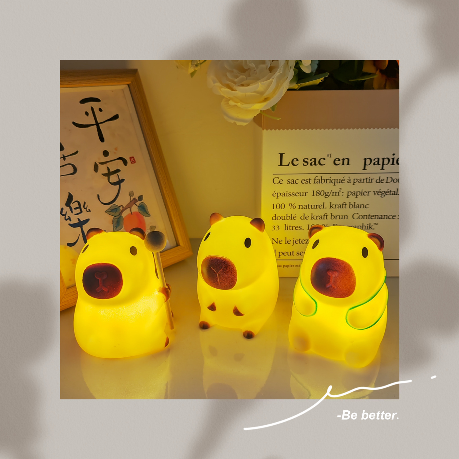 Kapibala Little Dragon Man Night Light Creative Cute Bedroom Bedside Lamp Atmosphere Lamp Children's Luminous Toy Cute Pet