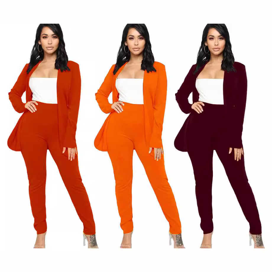 Picture of X30 European and American Women's wish OL Fashion Elegant Two-piece Professional Casual Long-sleeved Trousers Small Suit