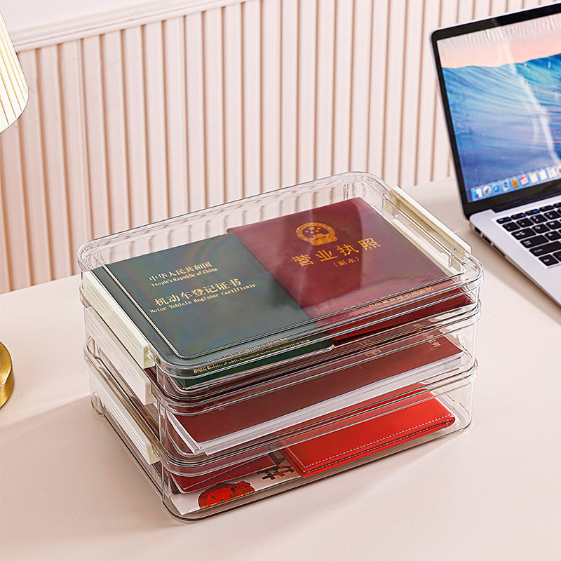 Storage Box for Household Documents, Important Files and Data Storage Box, Desktop Organizer, Card Holder Storage Artifact