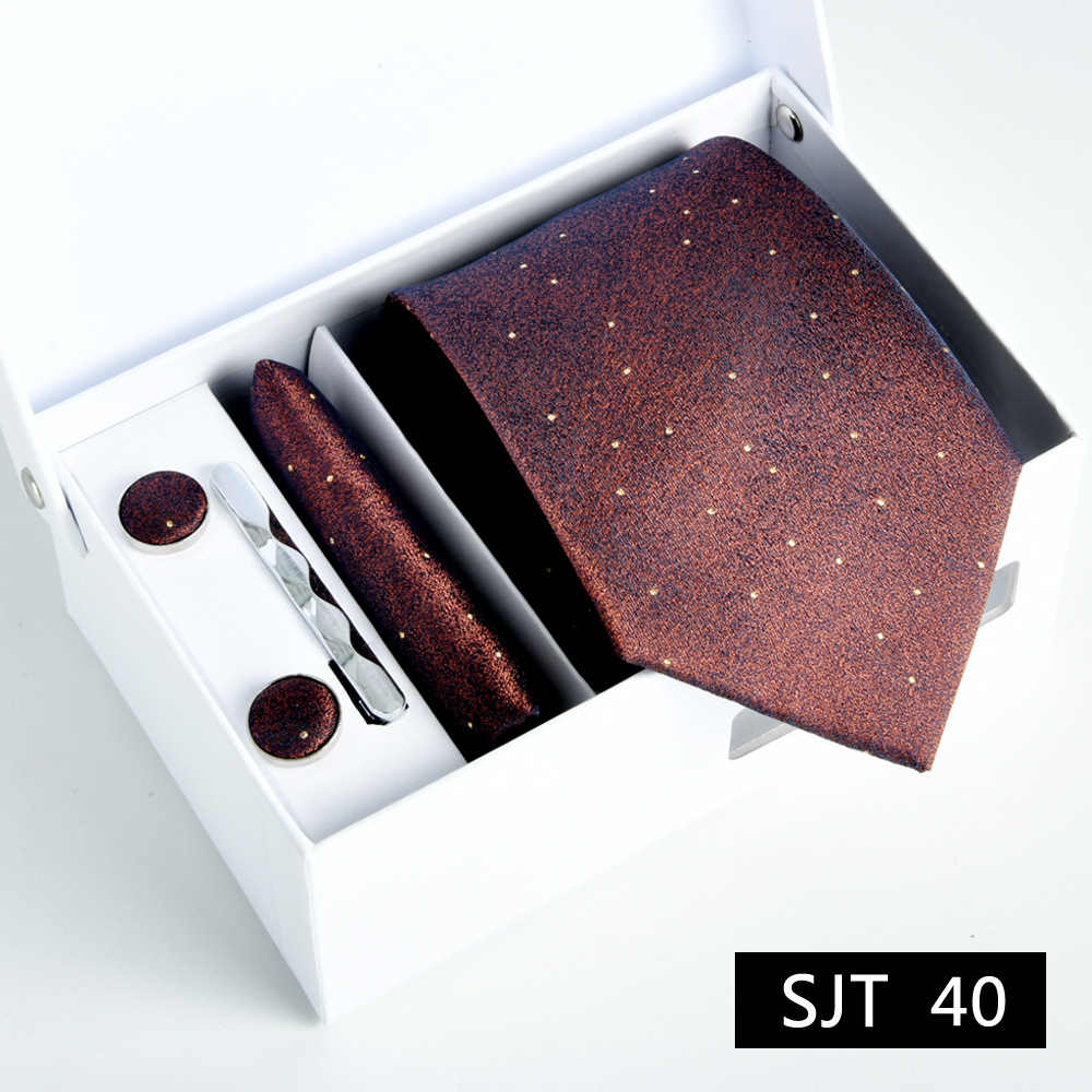 Picture of Tie formal business executive 5-piece gift box wedding = = groom wedding festive wine red in stock new