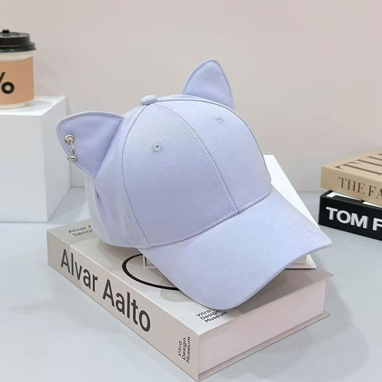 Picture of Cute Metal Buckle Cat Ear Hat Baseball Cap Women's Pointed Ear Spring Summer and Autumn Distinctive Cap Women's Korean-style All-match