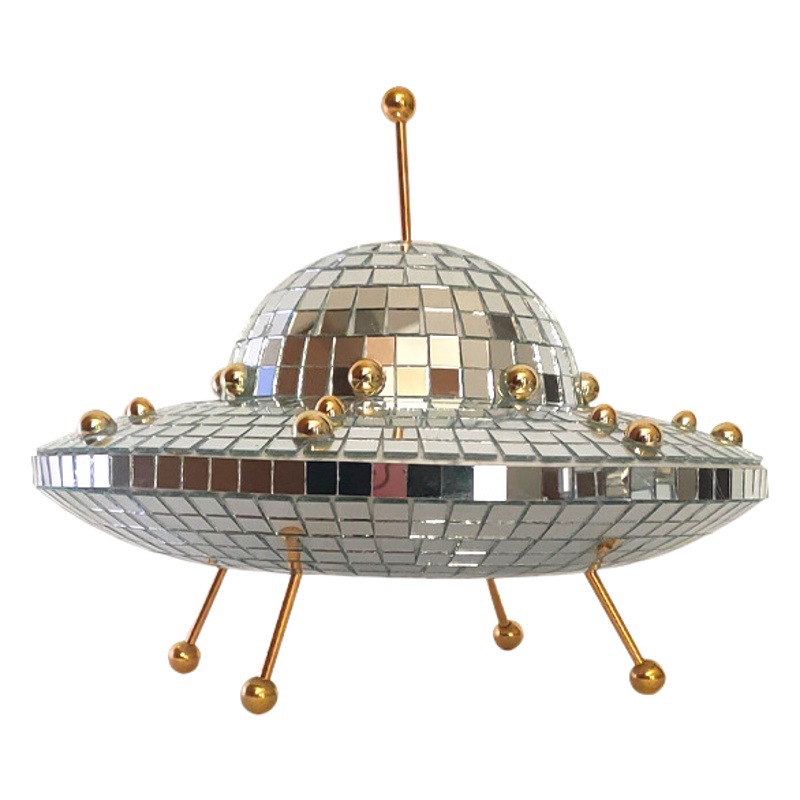 Cross-Border Disco Ufo Ornament Glass Lens Reflective Decoration Christmas Gift for Space Enthusiasts